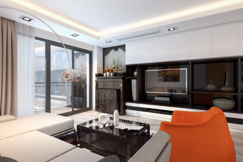 Ghế sofa góc đẹp bọc nỉ chân sắt